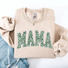 Mama Leopard Print Collegiate Varsity St Patrick's Day Shamrock Clover Lucky Leprechaun Sweatshirt