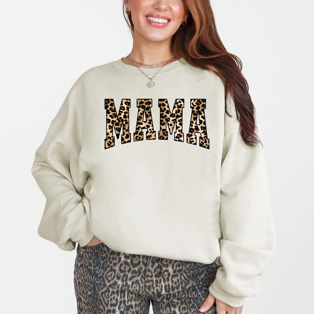 Mama Leopard Print Retro Animal Print Mother's Day Sweatshirt For Everyday Stylish Moms