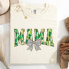 Mama Painted Dalmatian Bow St Patrick's Day Shamrock Clover Lucky Leprechaun Comfort Colors Tee