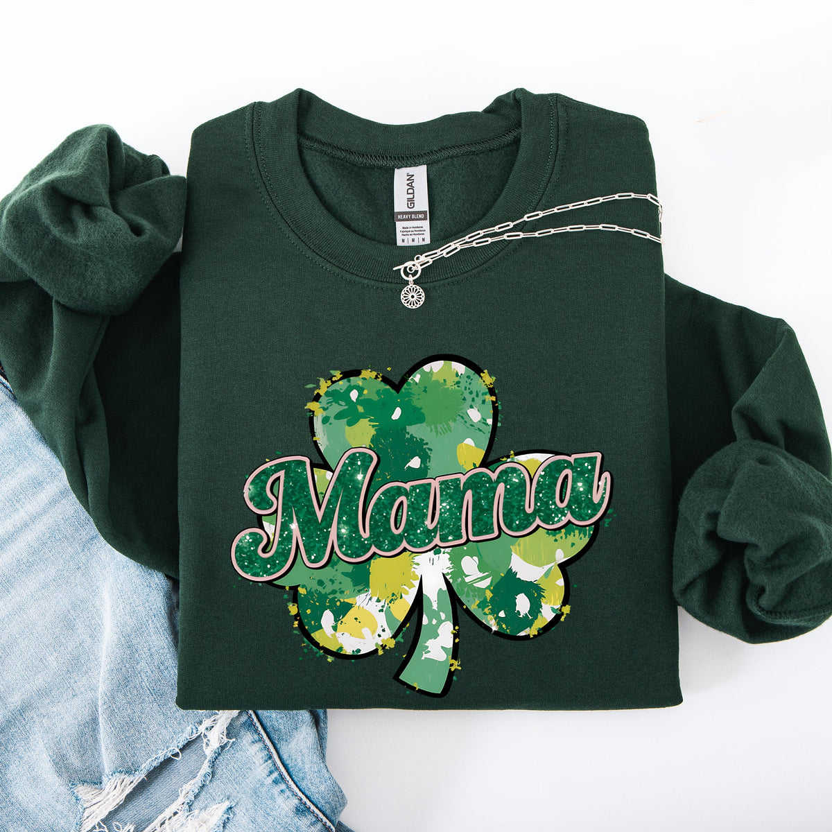 Mama Painted St Patrick's Day Shamrock Clover Lucky Leprechaun Festive Sweatshirt