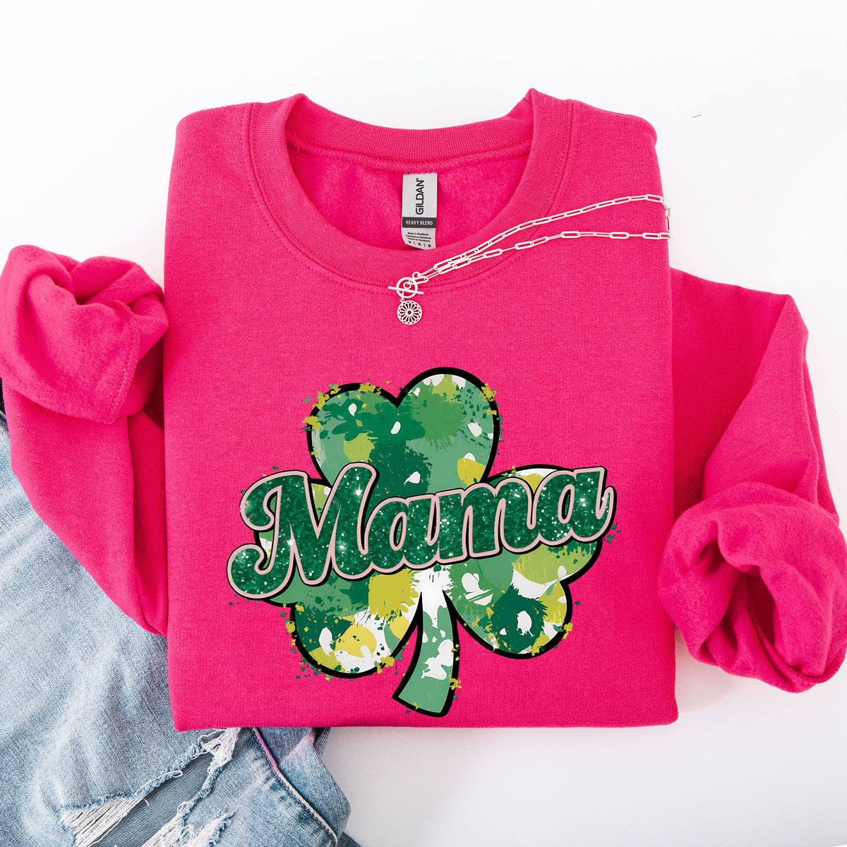Mama Painted St Patrick's Day Shamrock Clover Lucky Leprechaun Festive Sweatshirt