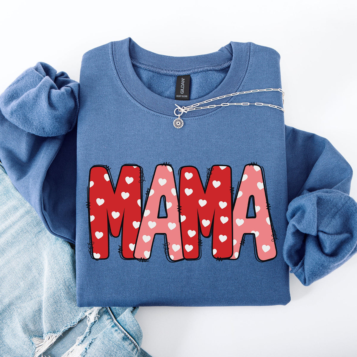Mama Valentine's Day Hearts Cozy Love You Always Edition For Moms Premium Comfort Sweatshirt