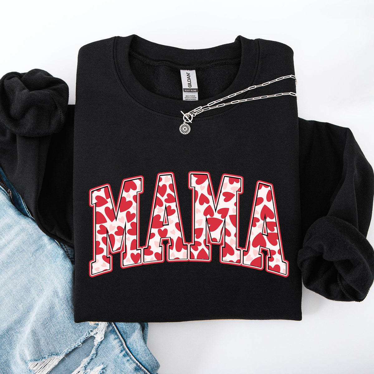 Mama Valentine's Day Hearts And Love Celebration For Moms Cozy Comfy Everyday Sweatshirt