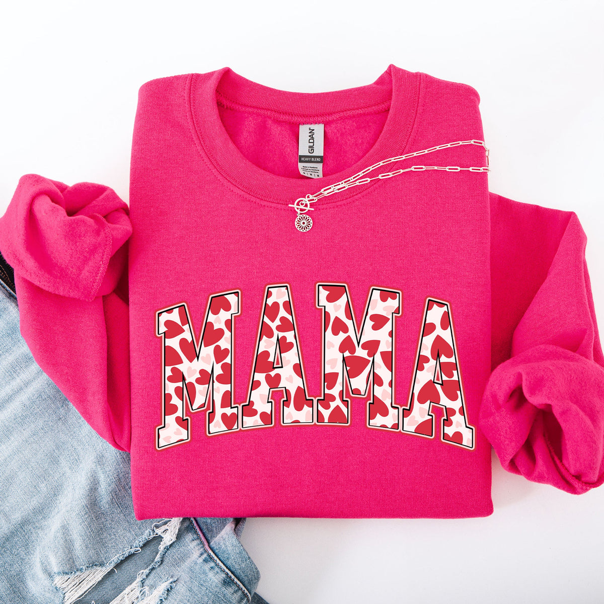 Mama Valentine's Day Hearts And Love Celebration For Moms Cozy Comfy Everyday Sweatshirt
