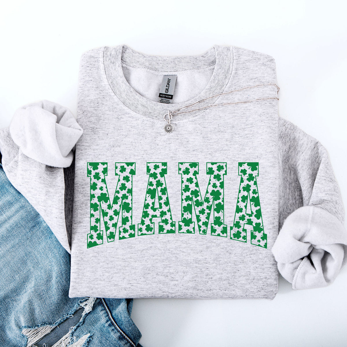 Mama Varsity Collegiate St Patrick's Day Shamrock Clover Lucky Leprechaun Sweatshirt