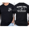 Marines 250th Birthday T-Shirt - First To Fight Anniversary Tee, USMC Two-Sided Graphic Shirt, Commemorative Veteran Gift