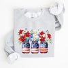 Mason Jars With Flowers Patriotic 4th Of July Celebration Edition Sweatshirt