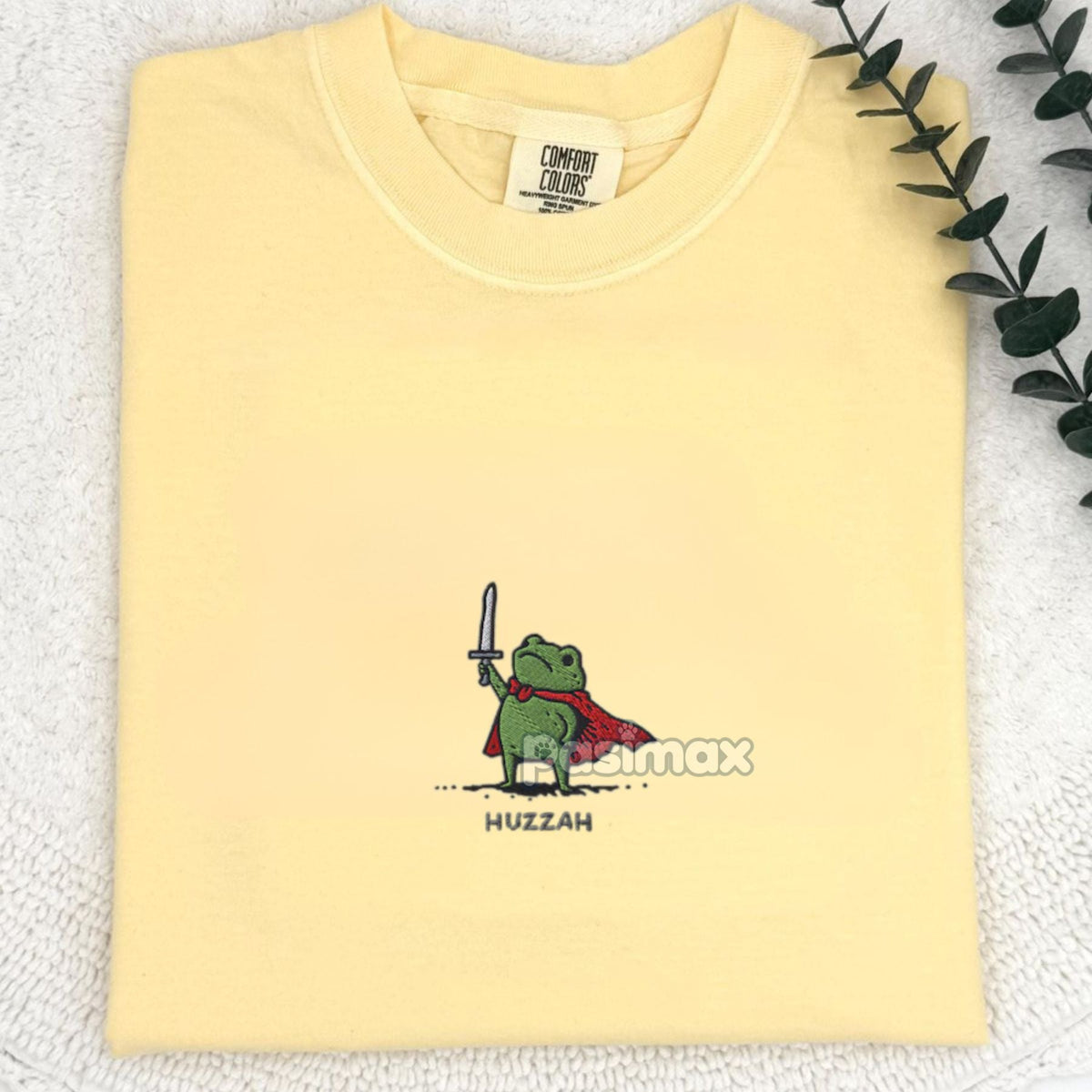 Medieval Frog Knight Comfort Colors T-Shirt – Embroidered Whimsical Fantasy Tee