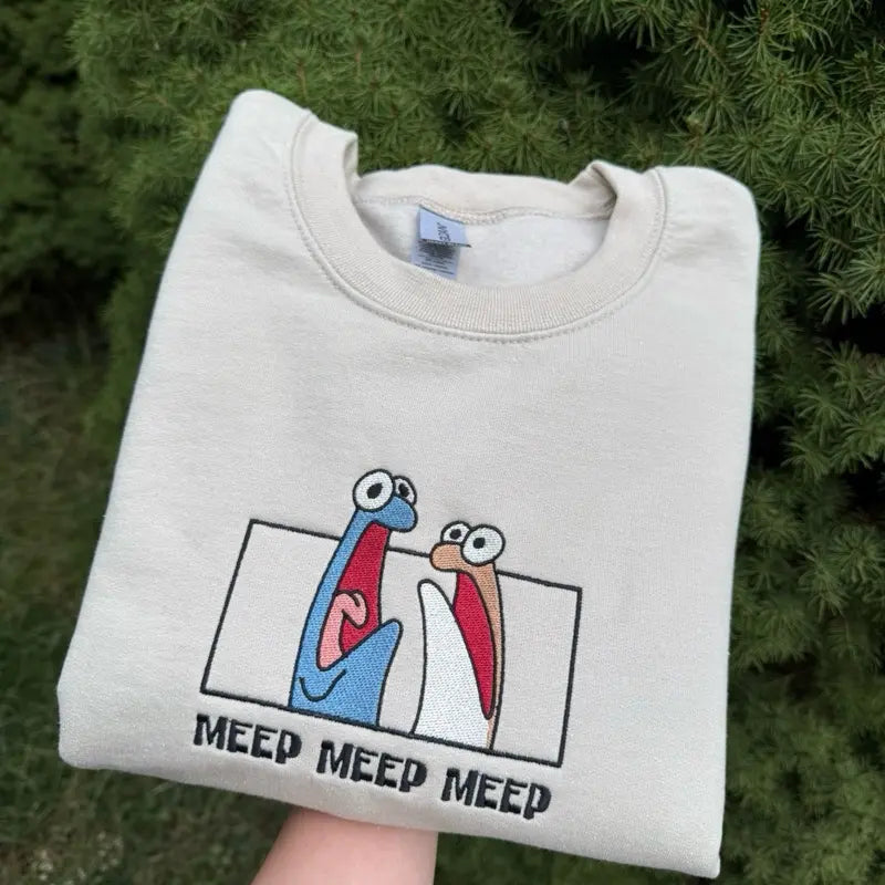 "Meep" Embroidered Unisex Sweatshirt – Minimalist Crewneck