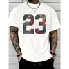 Men's '23' Graphic Printed T-Shirt - Casual Short-Sleeved Round Neck Tee, Year and Jersey Number Streetwear