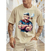 Men's Popeye Printed Urban Casual T-Shirt - Classic Cartoon Graphic Tee, Short Sleeved Round Neck