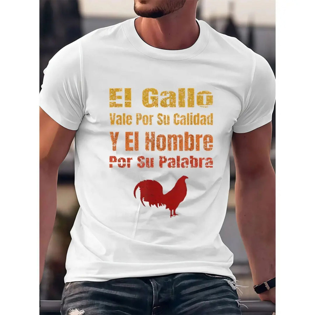 Men’s Rooster Graphic Tee - Black Shirt with Red Rooster Design, Unique Gift Idea