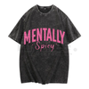 Mentally Spicy Women’s Washed T-Shirt – Playful Typography Graphic Tee, Trendy Vintage Look