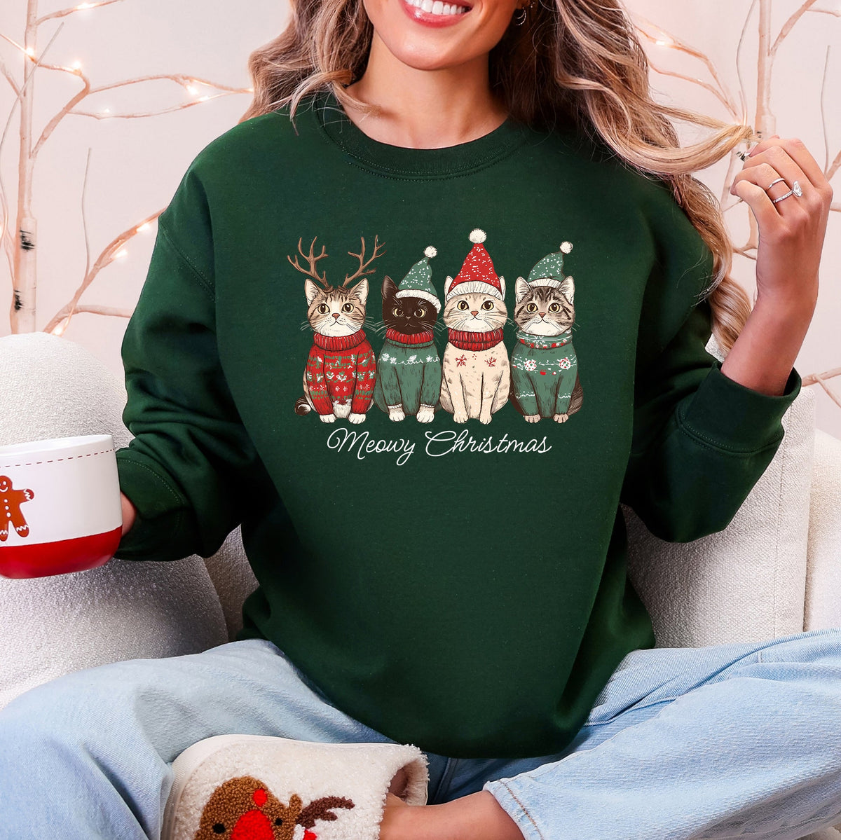 Meowy Christmas Santa Cats Paws Cozy Feline Cheer For Pet Lovers Everywhere Sweatshirt