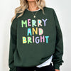 Merry And Bright Christmas Pastel Positive Sarcastic Mom Gift Mental Health Support Sweatshirt