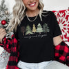 Merry And Bright Watercolor Trees Christmas Festive Scene Landscape Seasonal Graphic Tee