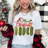 Merry Christmas Pickles Classic Retro Vintage Festive Holiday Style Cozy Graphic Tee