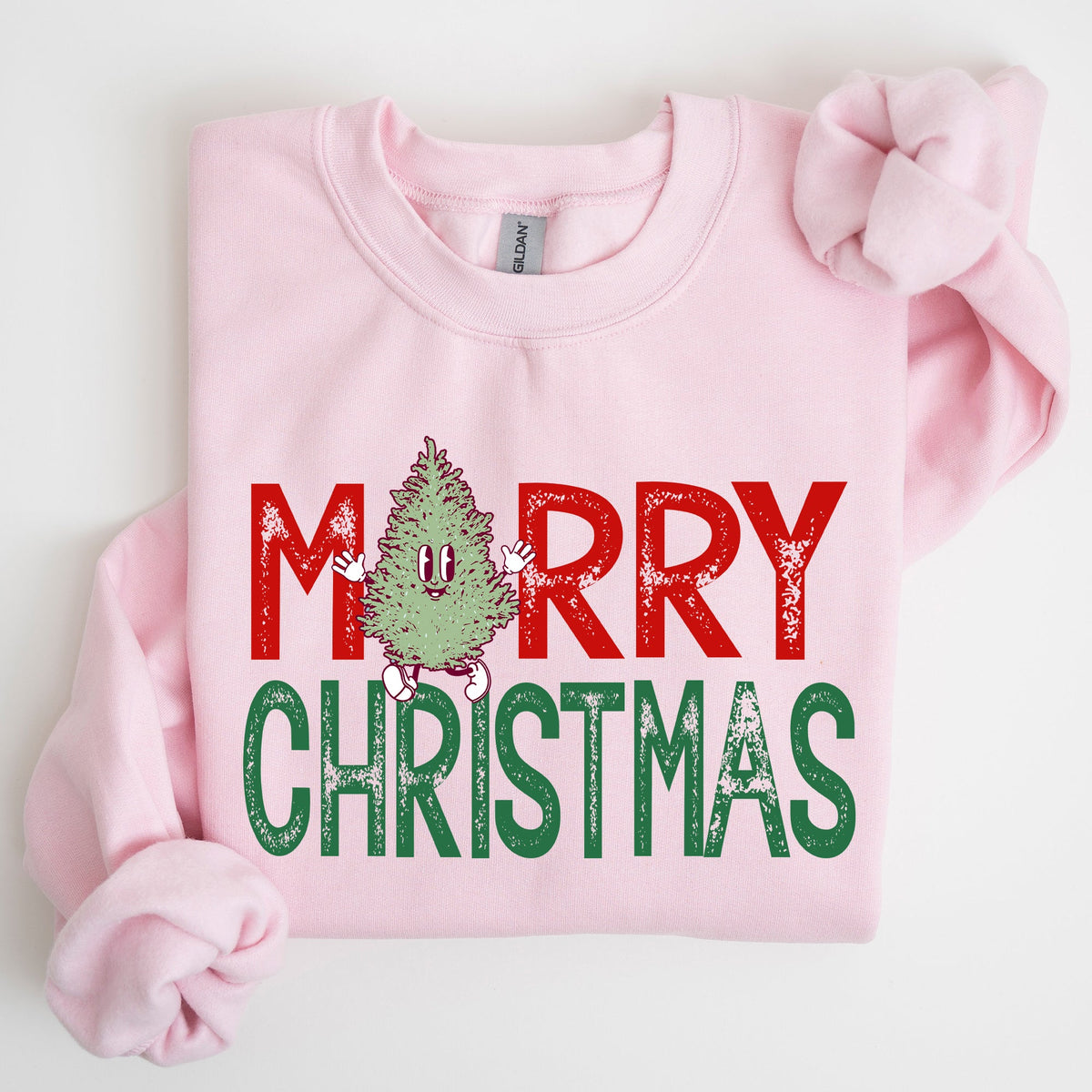 Merry Christmas Tree Vintage Retro Santa Xmas Whimsical Holiday Charm Classic Nordic Snowy Night Sweatshirt