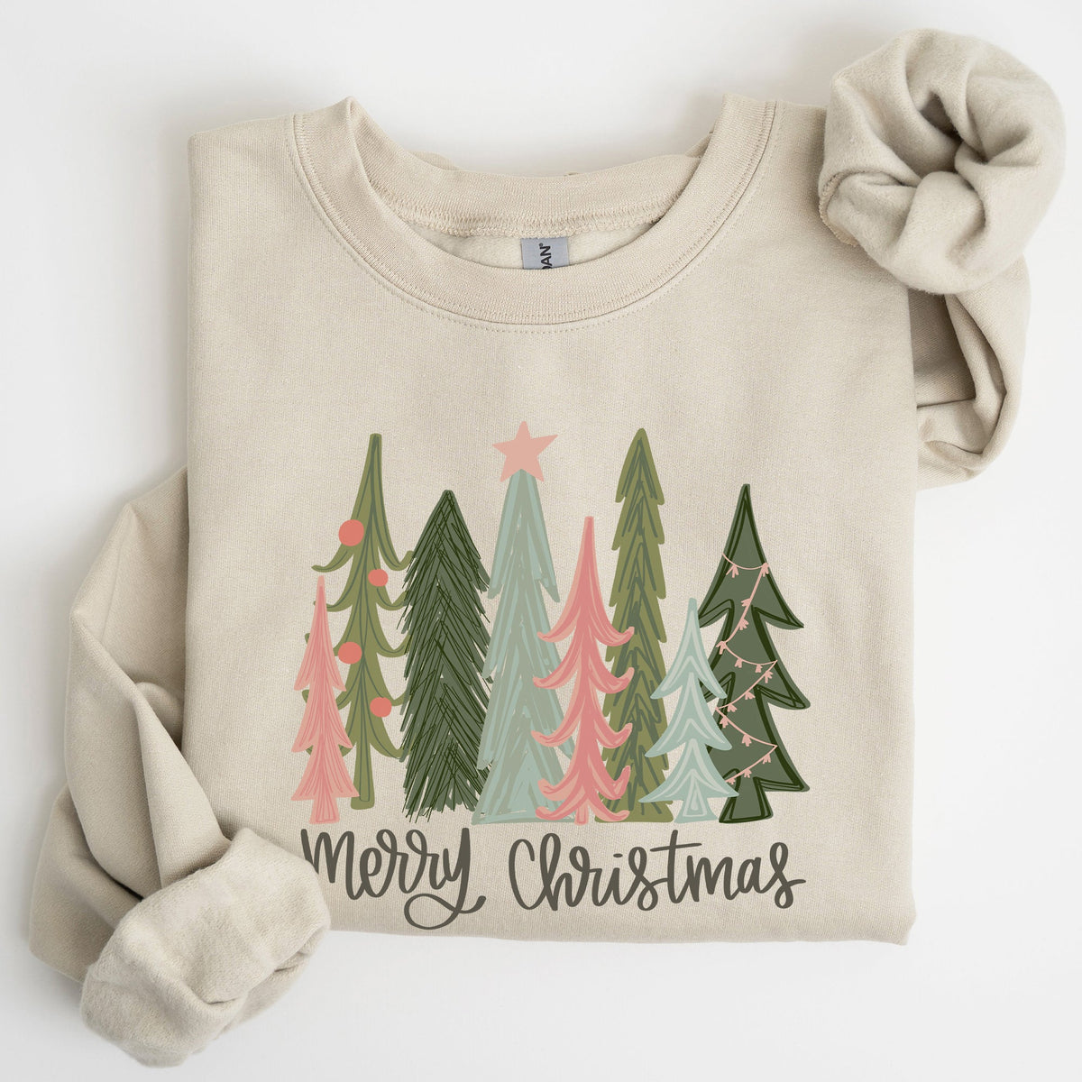 Merry Christmas Trees Festive Winter Snow Santa Xmas Holiday Cheer Family Gatherings Cozy Vibes Sweatshirt