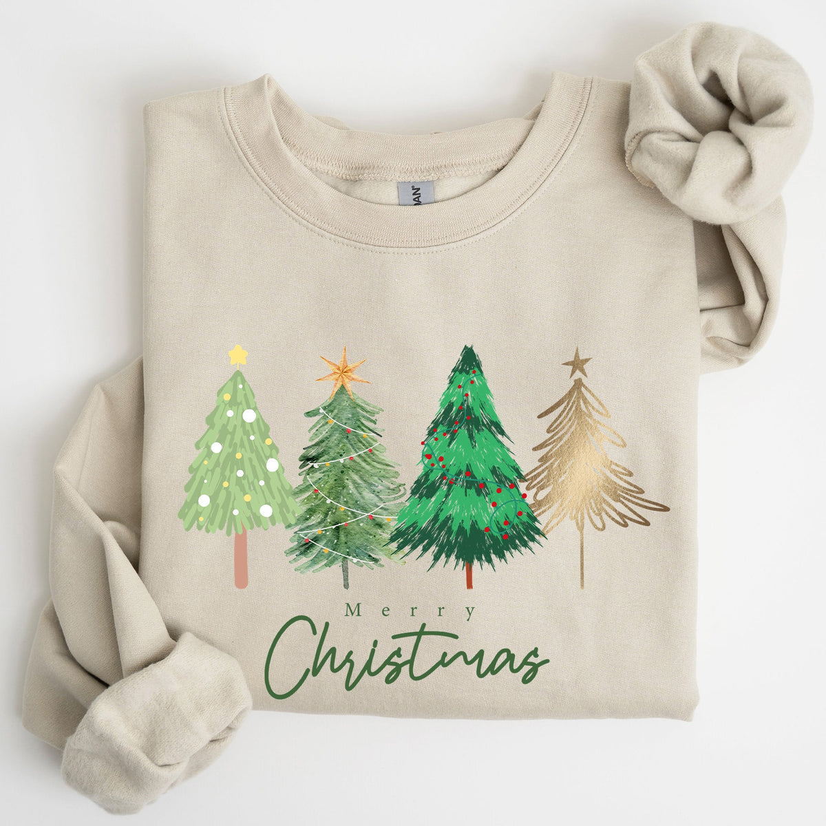 Merry Christmas Trees Minimalist Classic Winter Santa Xmas Festive Holiday Decor Artwork Sweatshirt