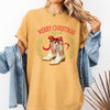 Merry Christmas Y'all Cowboy Boots Ribbon Country Western Snow Xmas Comfort Colors Tee