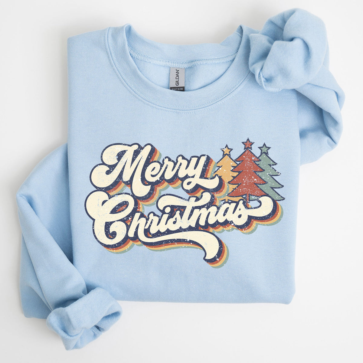 Merry Christmas Colorful Retro Santa Claus Graphic Holiday Season Celebration Edition Sweatshirt