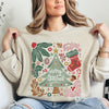 Merry Christmas Green Floral Pattern Emblazoned With Classic Holiday Flowers Sweatshirt