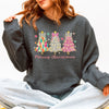 Merry Christmas Pastel Christmas Trees Santa Colorful Painting Holiday Scene Sweatshirt