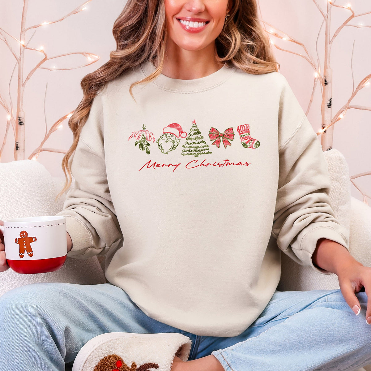 Merry Christmas Santa Retro Vintage Festive Gingerbread Cheer Nostalgic Throwback Sweatshirt