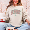 Merry Leopard Print Varsity Santa Christmas Tree Gingerbread Man Snowflakes Sweatshirt