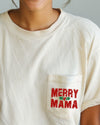 Merry Mama Pocket Christmas Santa Snow Xmas Holiday Cheer Family Style Comfort Colors Tee