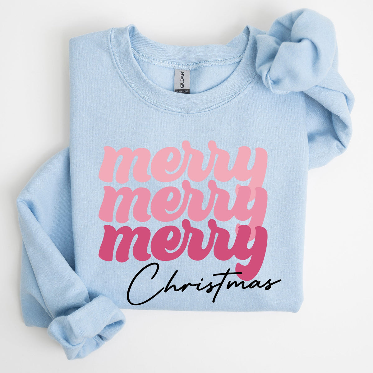 Merry Merry Merry Christmas Retro Santa Winter Xmas Nostalgic Holiday Cheer Vintage Style Festive Graphic Sweatshirt