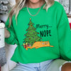 Merry Nope Cat Christmas Cozy Fleece Lined Holiday Humor Graphic Cat Lover Sweatshirt