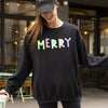 Merry Positivity Sarcastic Mental Health Graphic Bold Statement Crewneck Sweatshirt