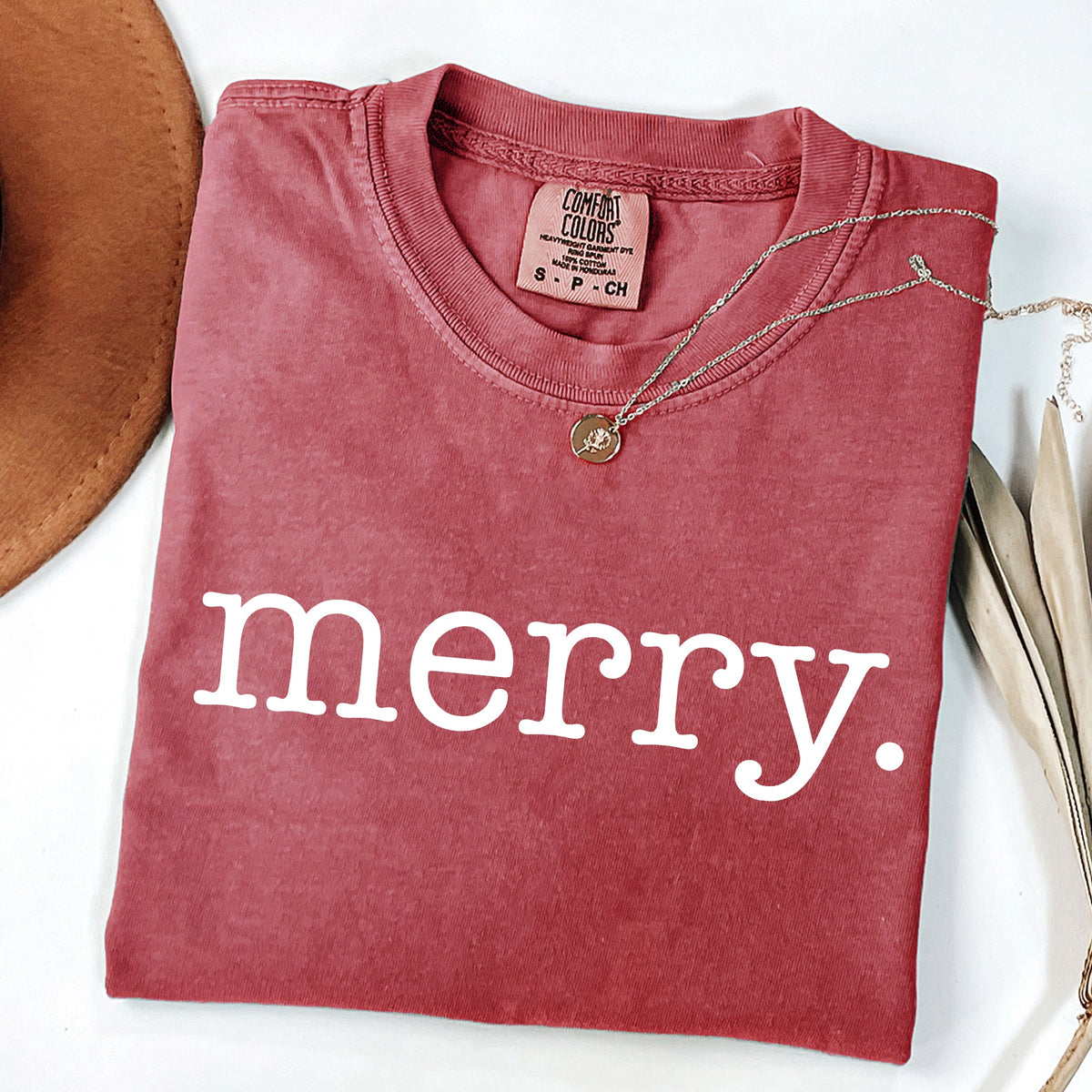 Merry, Classic Minimalist, Christmas, Winter, Snow, Santa, Xmas Comfort Colors Tee