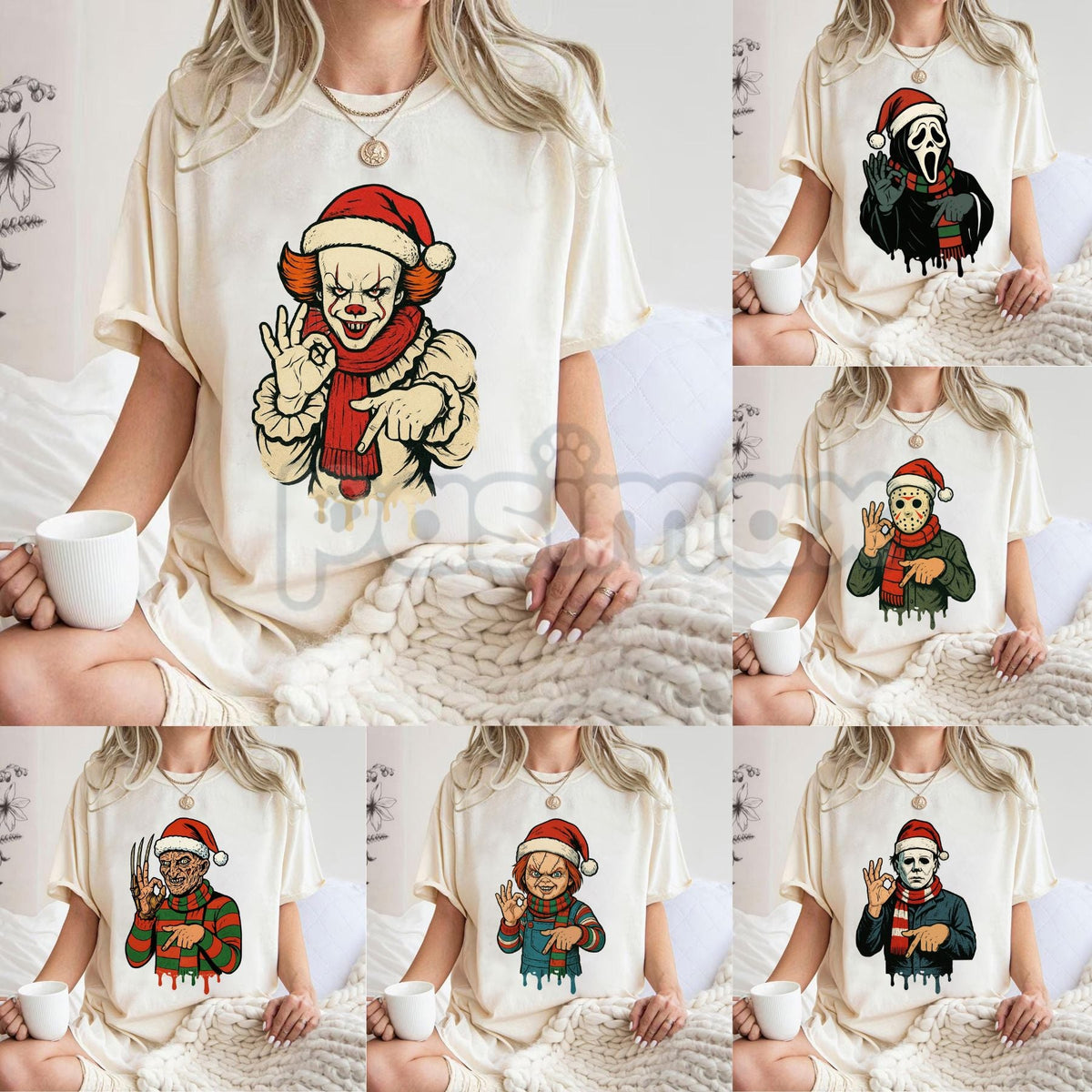 Merry Creepmas "Six Seven" Hand Sign T-Shirt - Funny Christmas 6 7 Tee, Dark Humor Holiday Apparel