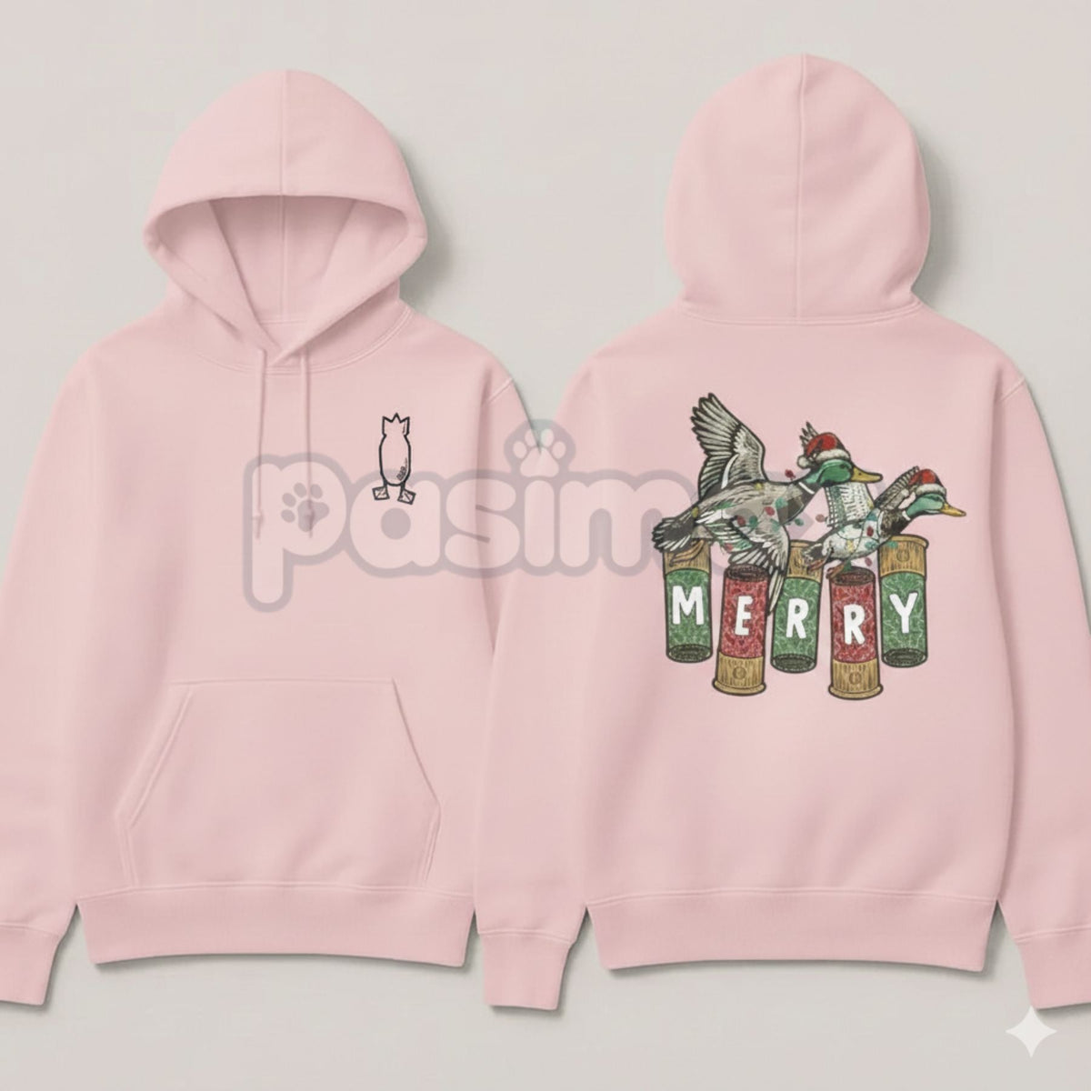 Merry Duck Hoodie – Funny Christmas Duck Graphic Pullover, Festive Holiday Humor Apparel, Unisex