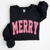 Merry Varsity Collegiate Christmas Santa Winter Xmas Holiday Seasonal Graphic Sweatshirt