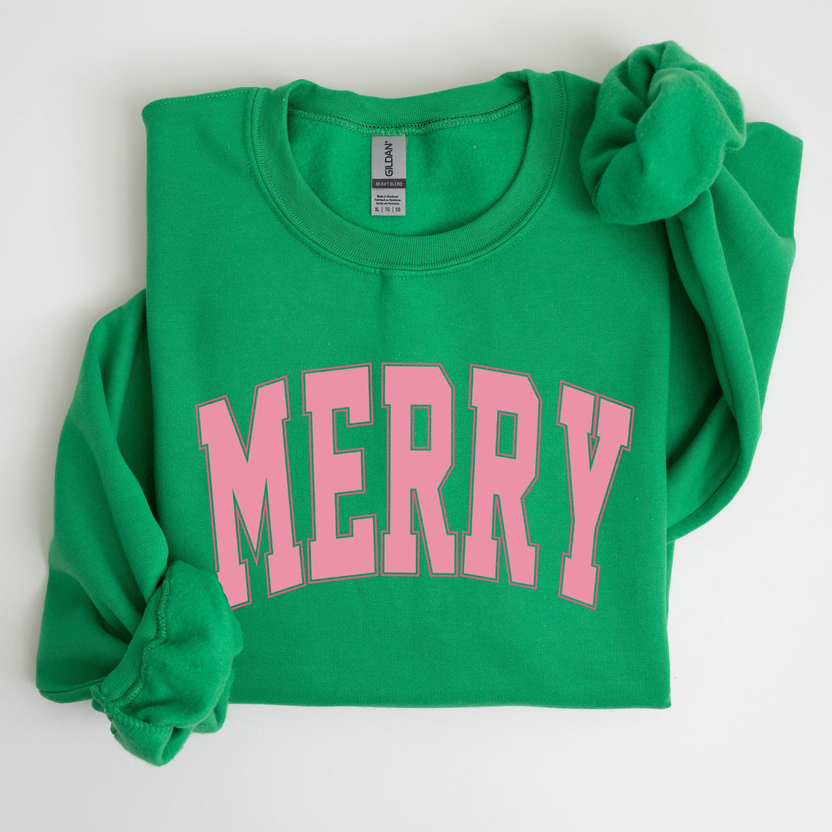 Merry Varsity Collegiate Christmas Santa Winter Xmas Holiday Seasonal Graphic Sweatshirt