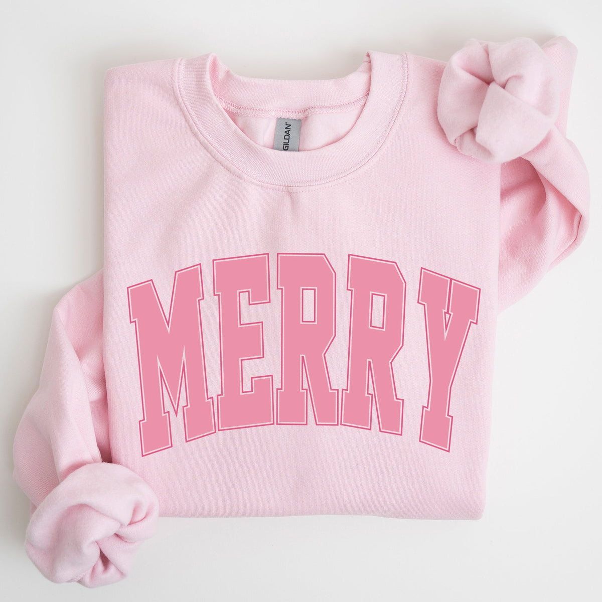 Merry Varsity Collegiate Christmas Santa Winter Xmas Holiday Seasonal Graphic Sweatshirt