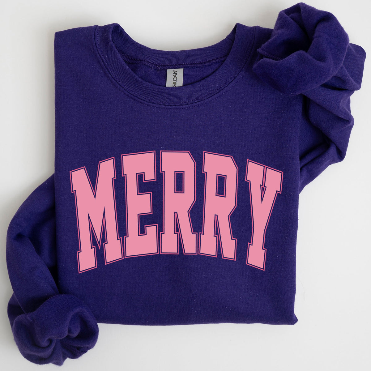 Merry Varsity Collegiate Christmas Santa Winter Xmas Holiday Seasonal Graphic Sweatshirt