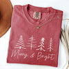 Merry And Bright Limited Edition Christmas Minimalist Winter Snow Santa Xmas Comfort Colors Tee