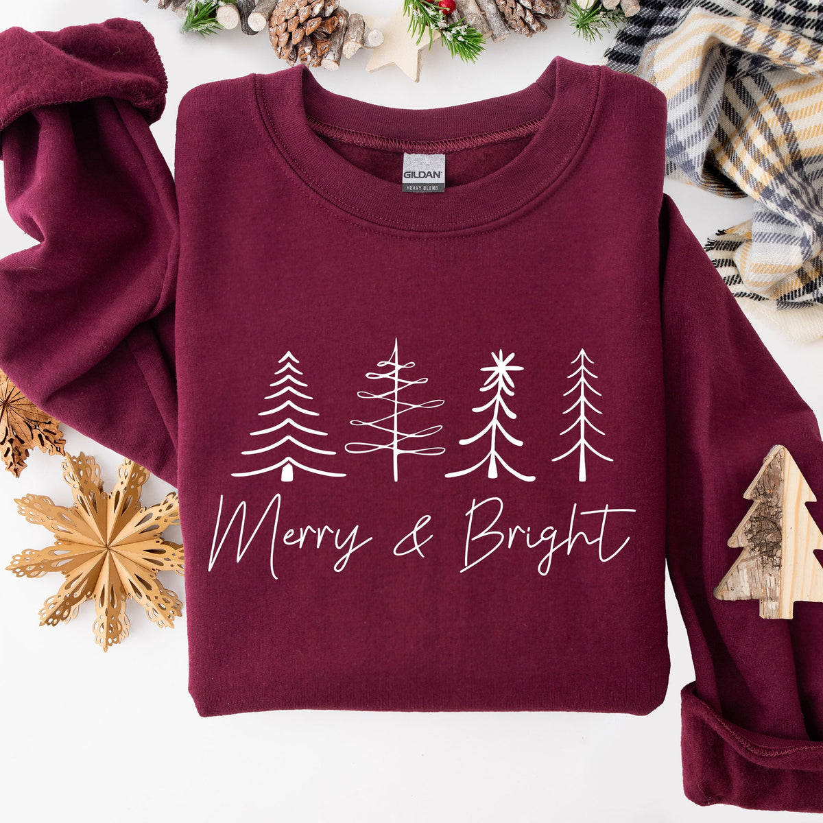 Merry And Bright Christmas Minimalist Winter Snow Santa Xmas Holiday Cozy Sweatshirt