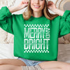 Meowy Christmas Merry And Bright Retro Vintage Festive Cozy Warm Winter Holiday Graphic Sweatshirt