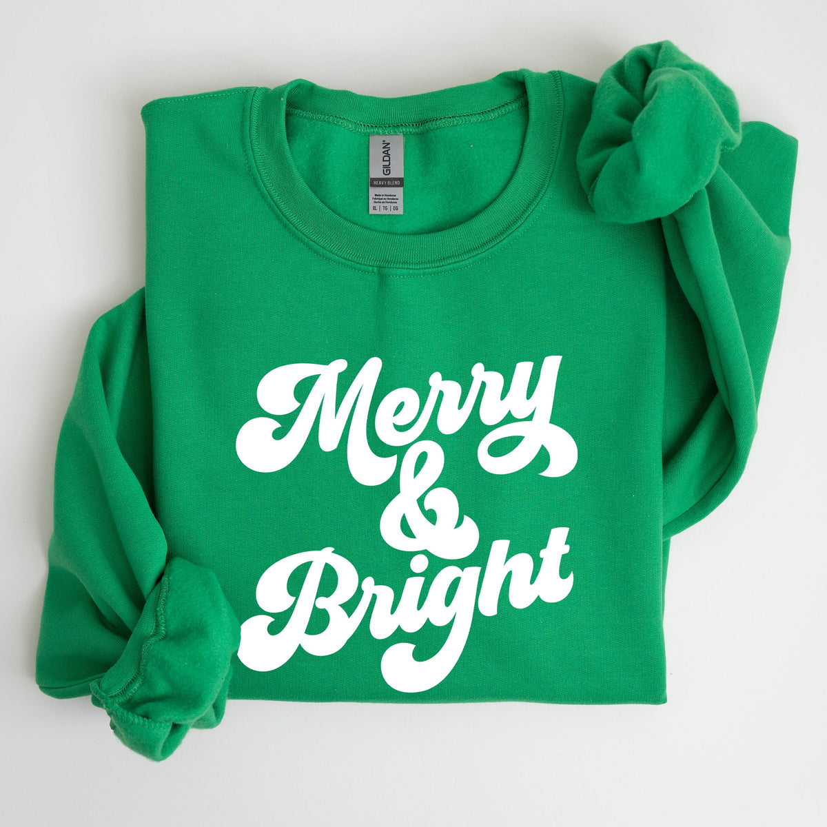 Merry And Bright Classic Christmas Winter Santa Xmas Cozy Fleece Lined Sweatshirt