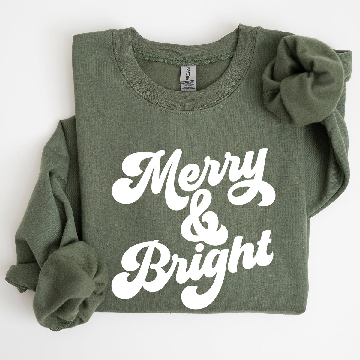 Merry And Bright Classic Christmas Winter Santa Xmas Cozy Fleece Lined Sweatshirt