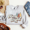 Merry And Bright Colorful Retro Santa Christmas Winter Holiday Festive Sweatshirt