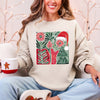 Merry and Bright Pattern Blocks Christmas Santa Hat Tree Ribbon Bow Vintage Retro Holiday Cheer Sweatshirt