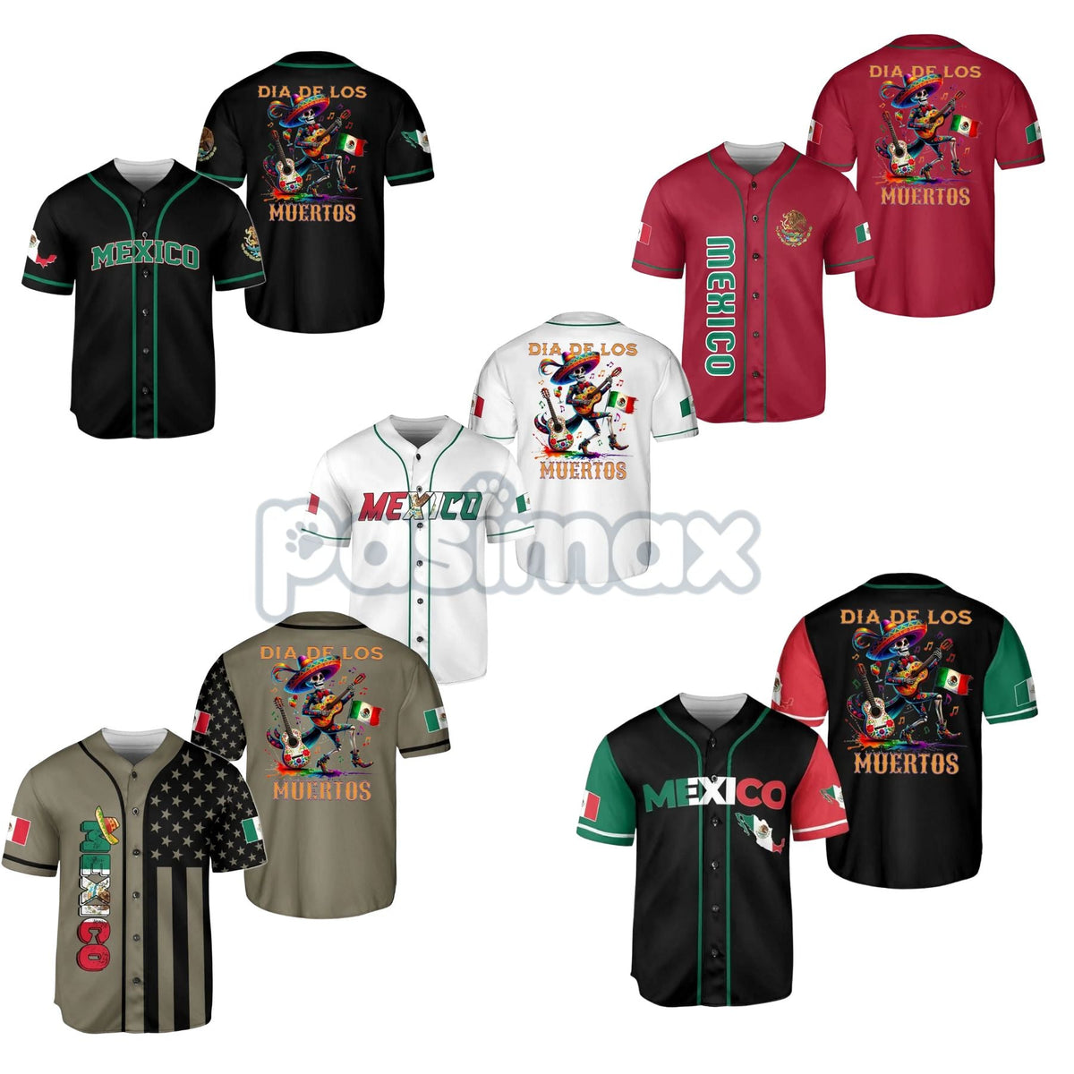 Mexico Día de los Muertos Baseball Jersey – Day of the Dead Skeleton Guitar Shirt, Festival Jersey Top