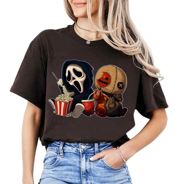 "Mini Halloween Popcorn" T-shirt - Cute Unisex Holiday Tee, Spooky Season Apparel